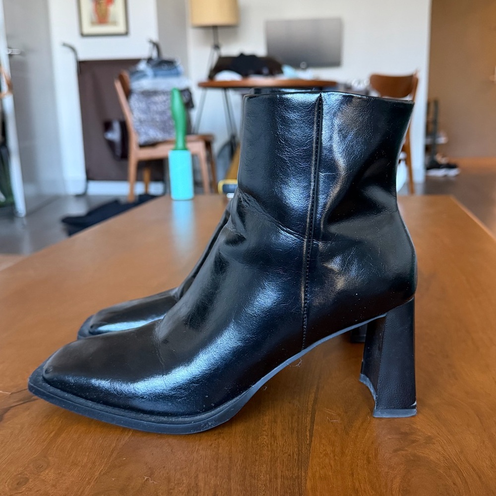 Looks Like Summer Black Leather Ankle Boots